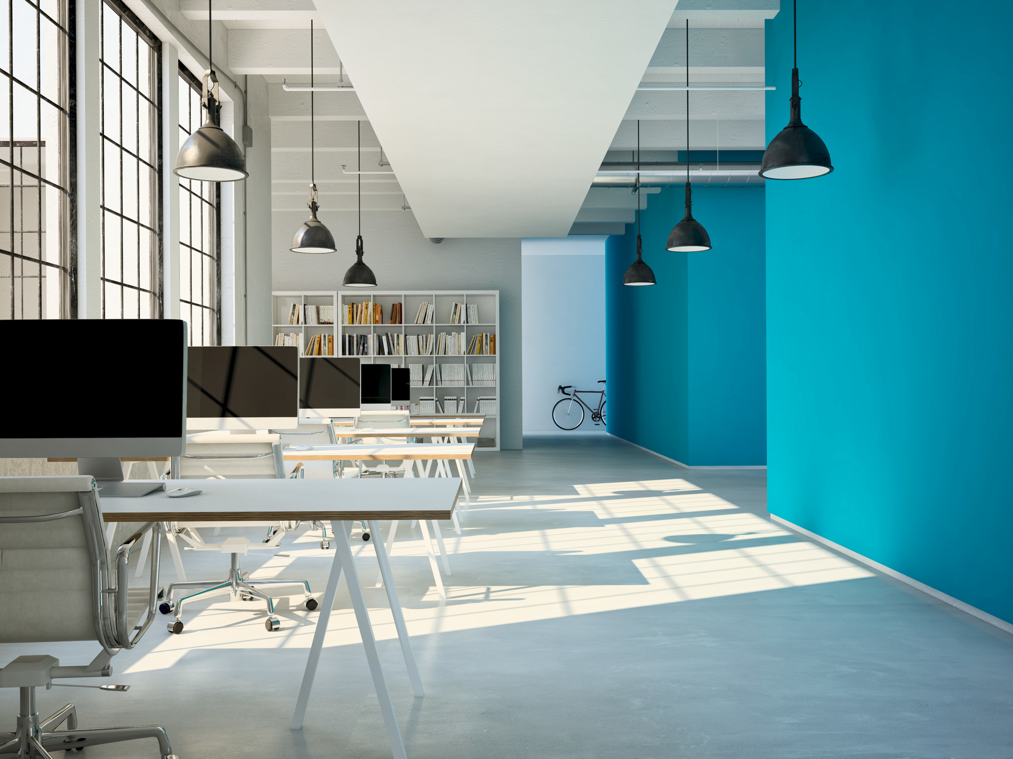 As cores quebram a formalidade de ambientes de trabalho e permitem espaços mais aconchegantes e propícios para o estimulo da criatividade.