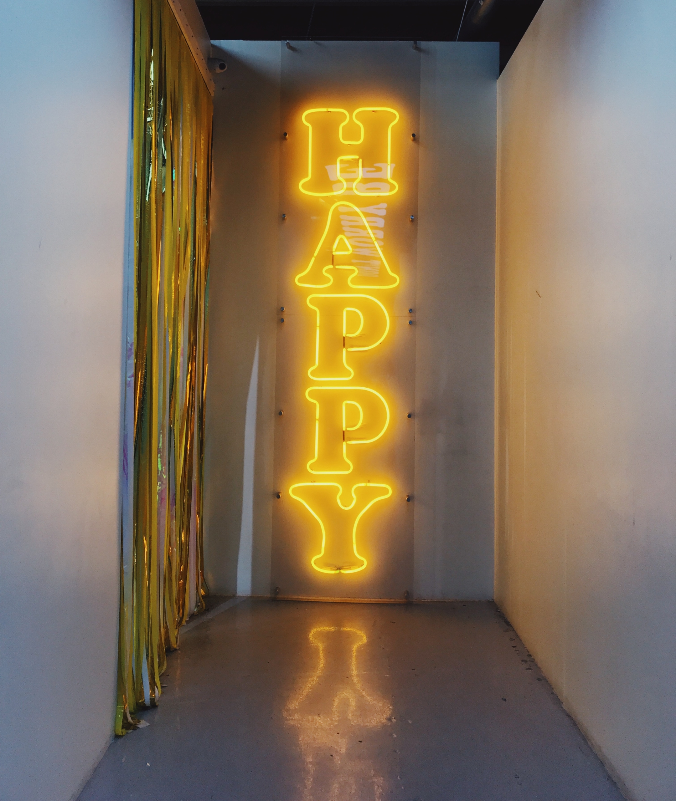 happy neon light signage